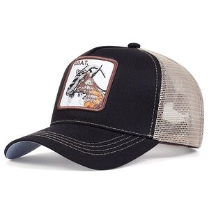 Goorin Bros Black Front Tan Mesh GOAT Patch Trucker Hat